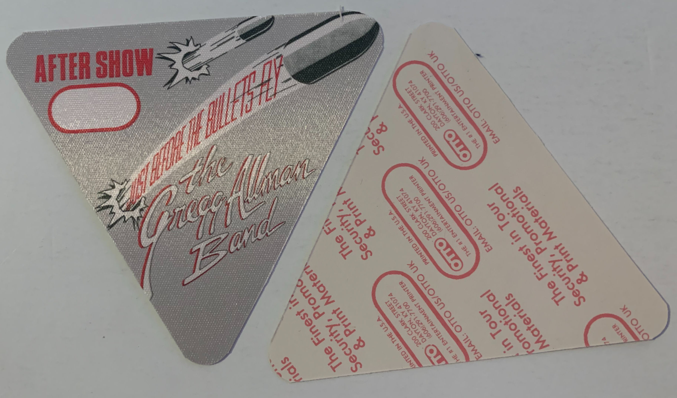 Gregg Allman 1988 Bullets Fly Concert Tour Silver Red After Show Backstage Pass