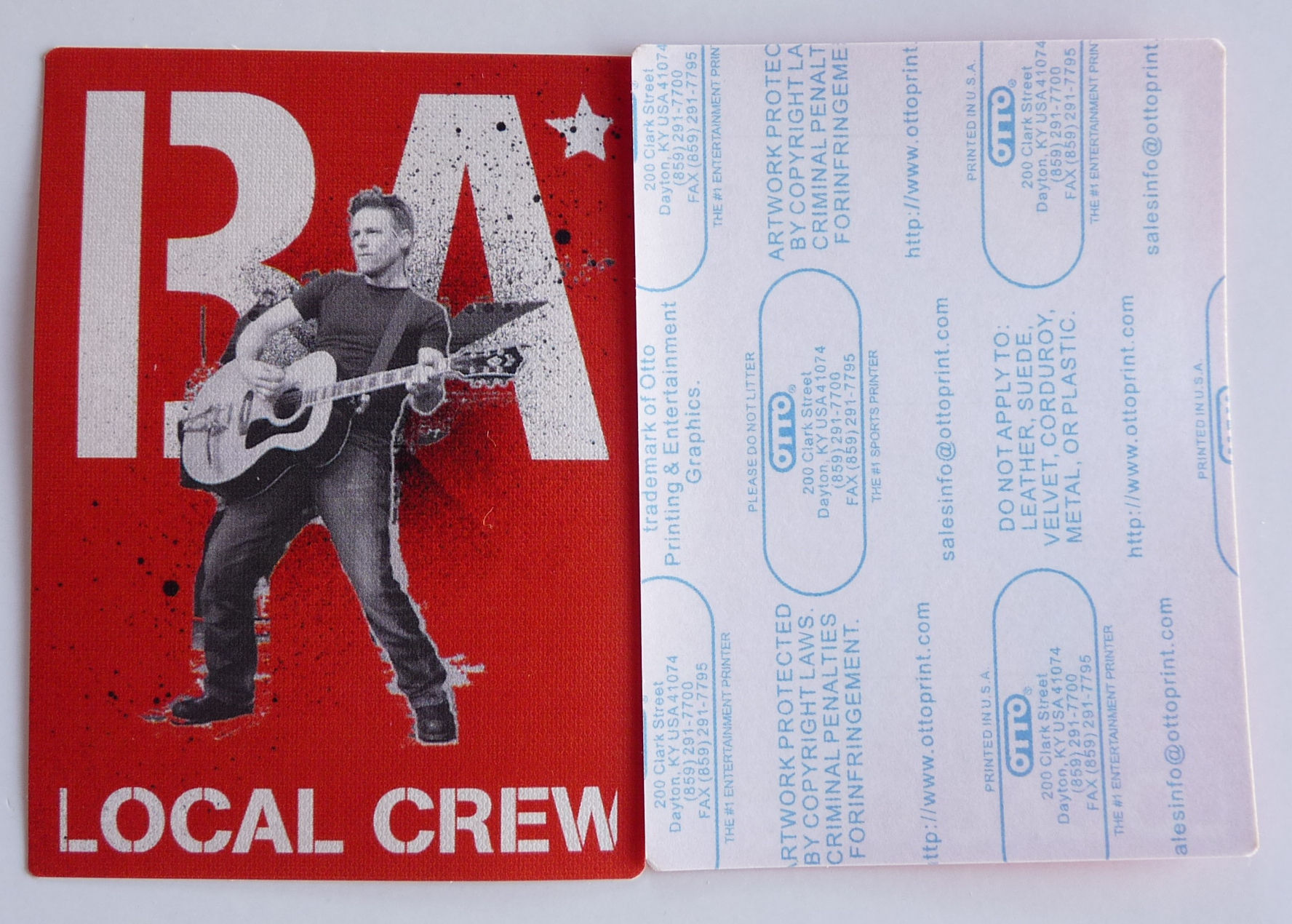 Bryan Adams 2014 Tour Red Crew Concert Backstage Pass D19