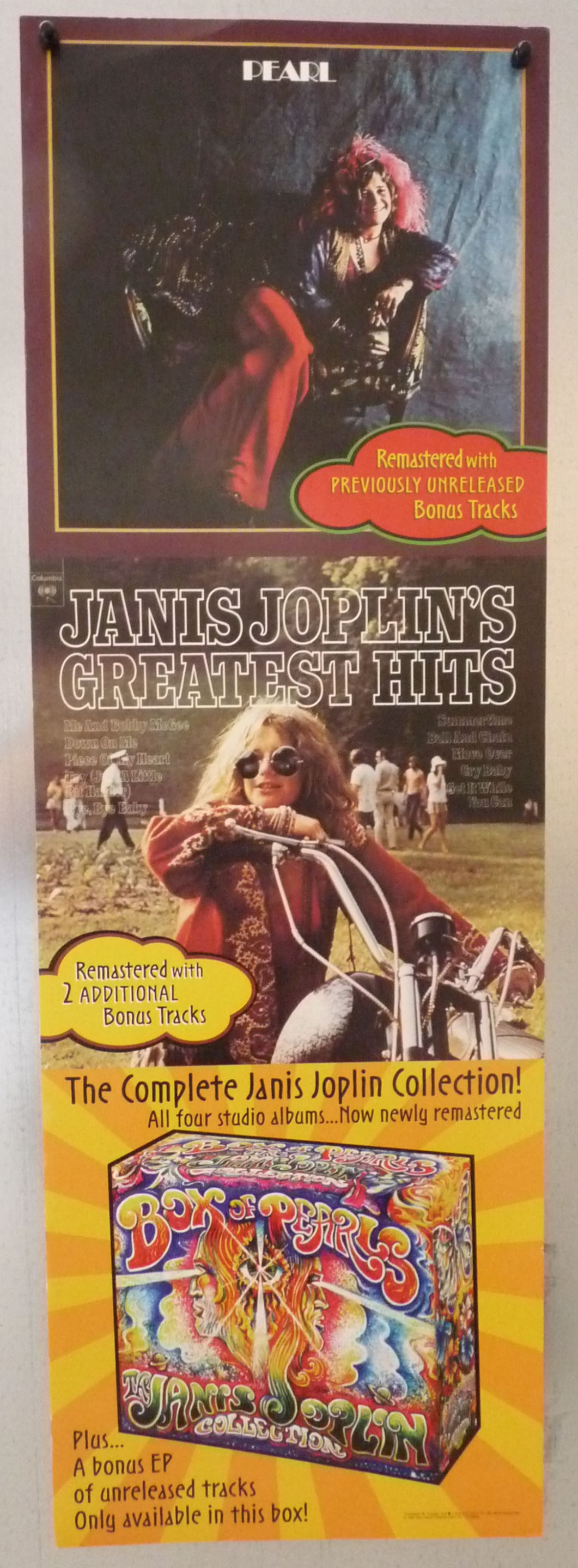 Janis Joplin 1999 Box Of Pearls 12x36 Promo Record Store Poster