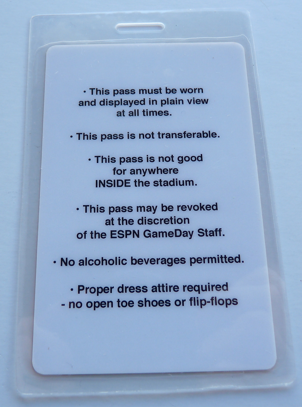Thumbnail: ESPN Football Gameday 2010 2011 Guest Backstage Pass Laminate