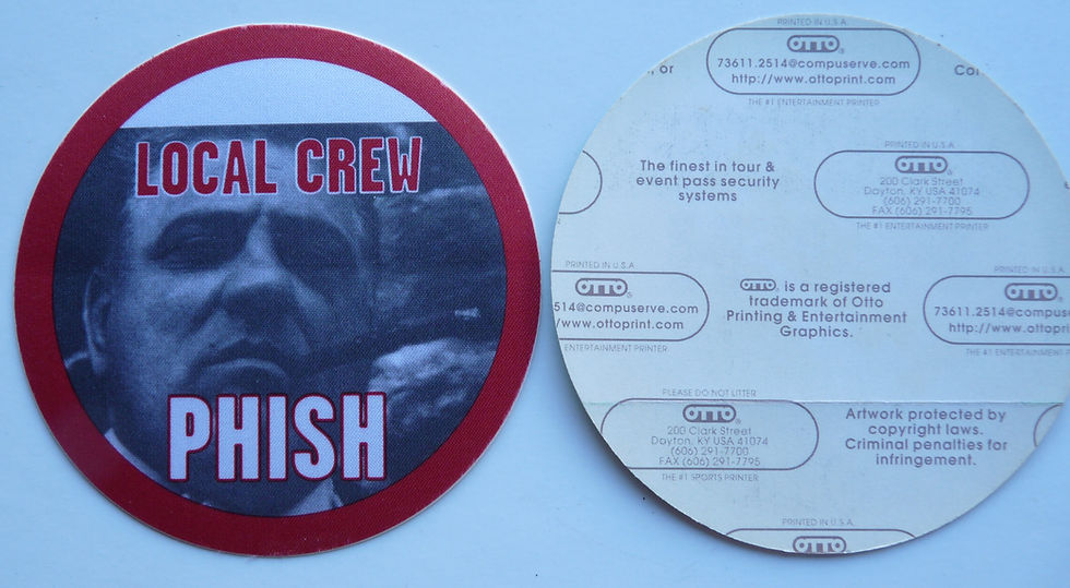 Phish 1997 Tour Brando Godfather Red Local Crew Backstage Pass