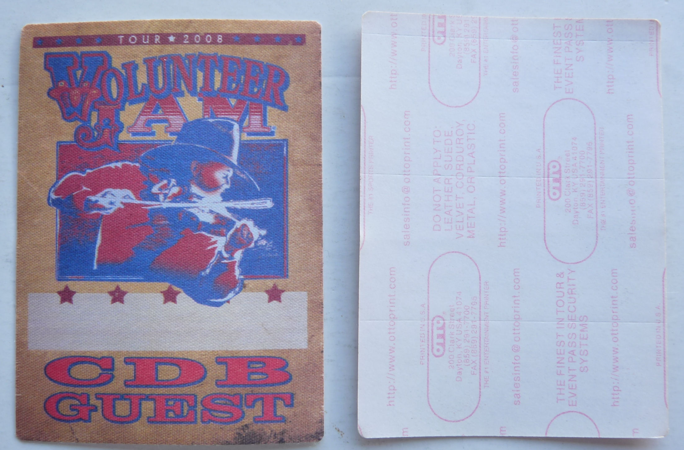 Charlie Daniels CDB Guest 2008 Jam Concert Tour Backstage Pass D28