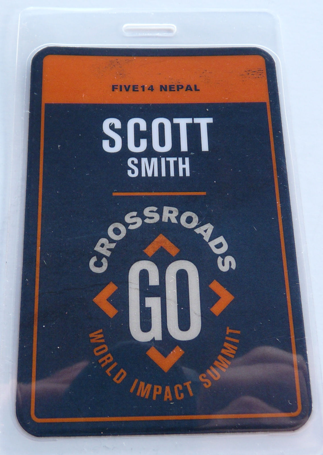 Crossroads GO World Impact Experience Scott Smith Orange Backstage Pass Laminate