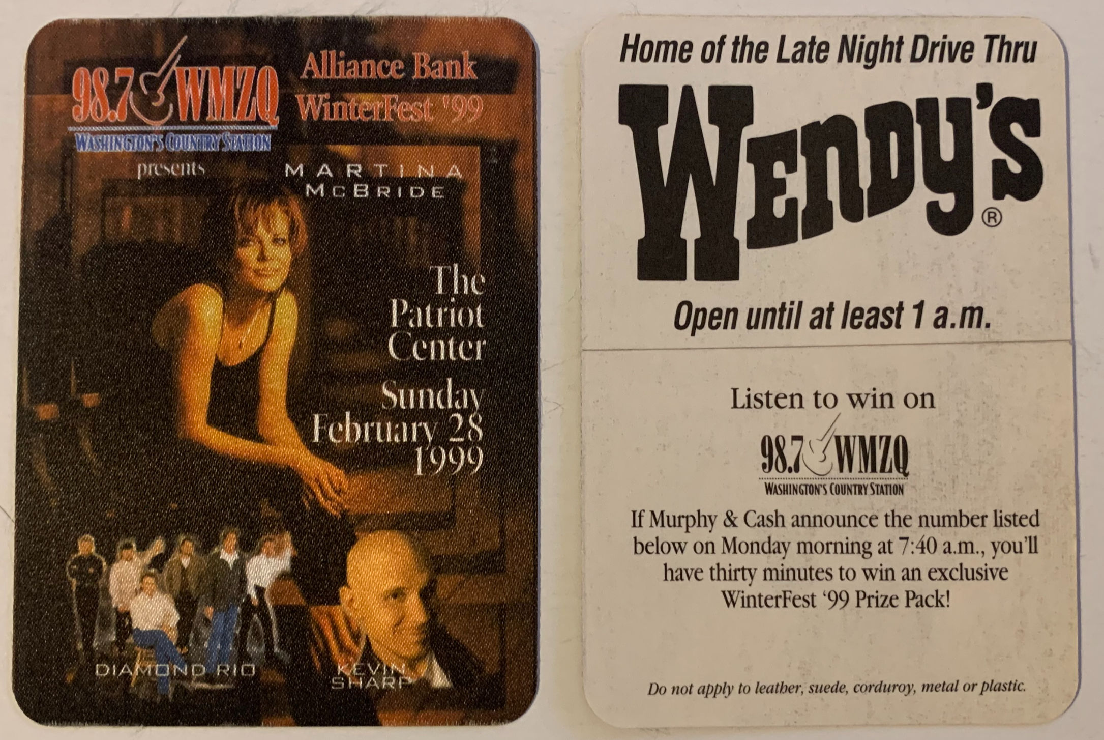Martina McBride Feb 28 1999 Concert Tour Backstage Pass Sticker