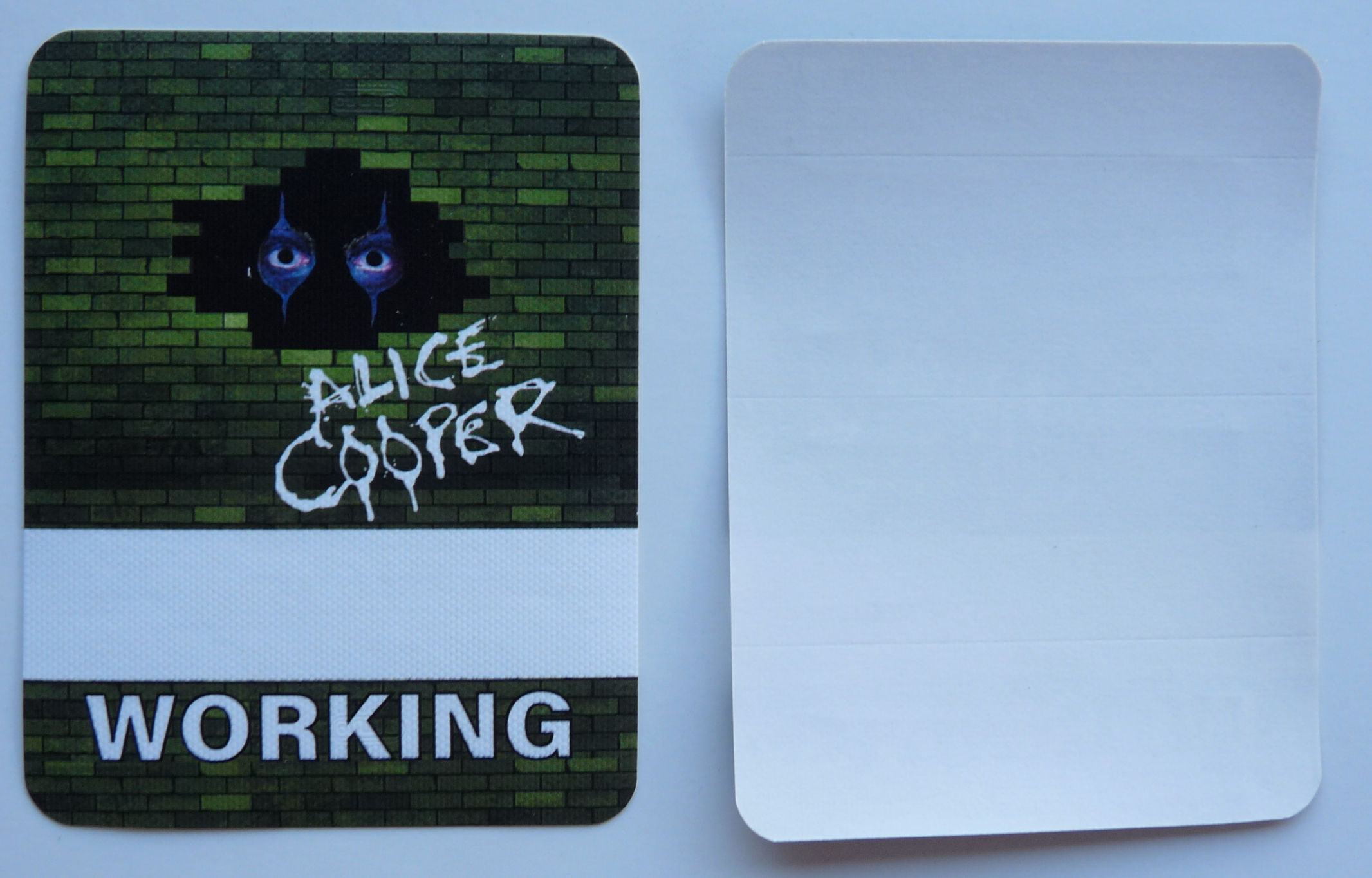 Alice Cooper Brick Wall Concert Tour Green Working Backstage Pass