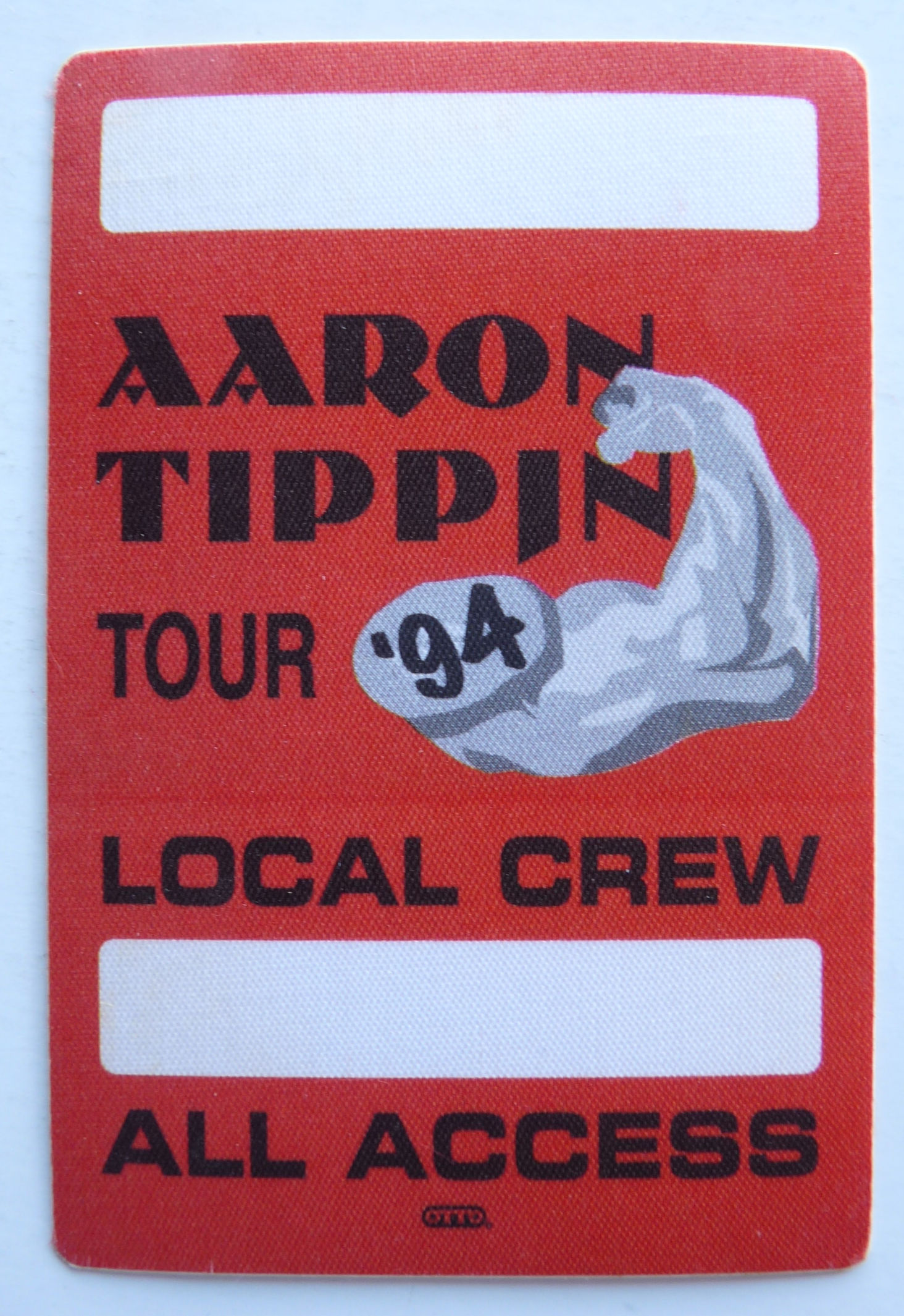 Aaron Tippin 1994 Yellow Concert Tour Backstage Pass D28
