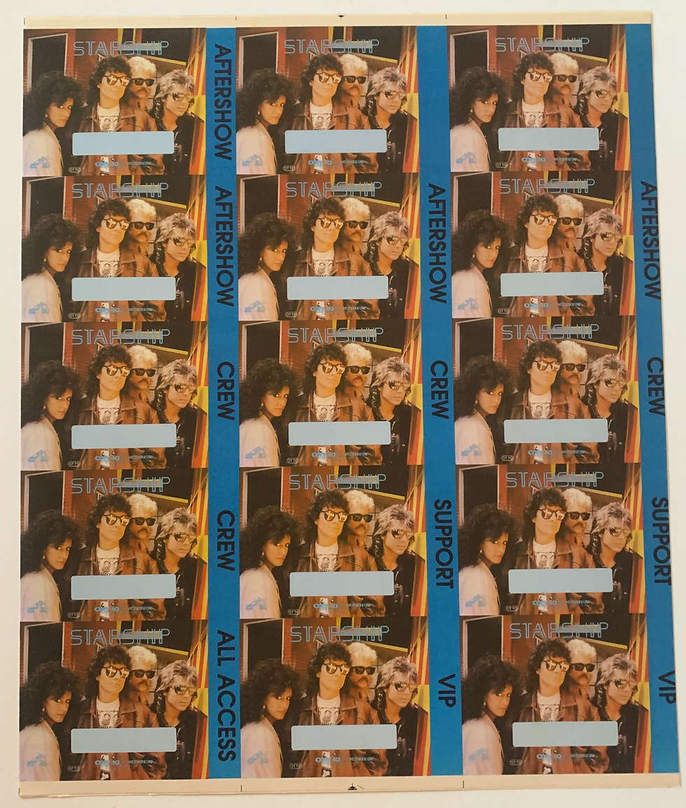 Starship 1985-86 Tour Sheet Uncut Concert Backstage Passes