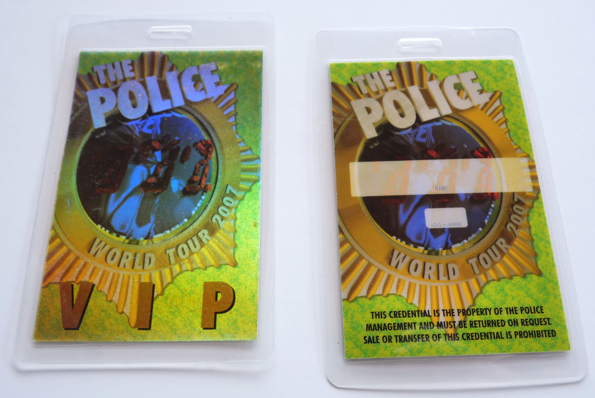 The Police 2007 World Tour VIP Backstage Pass Laminate D17