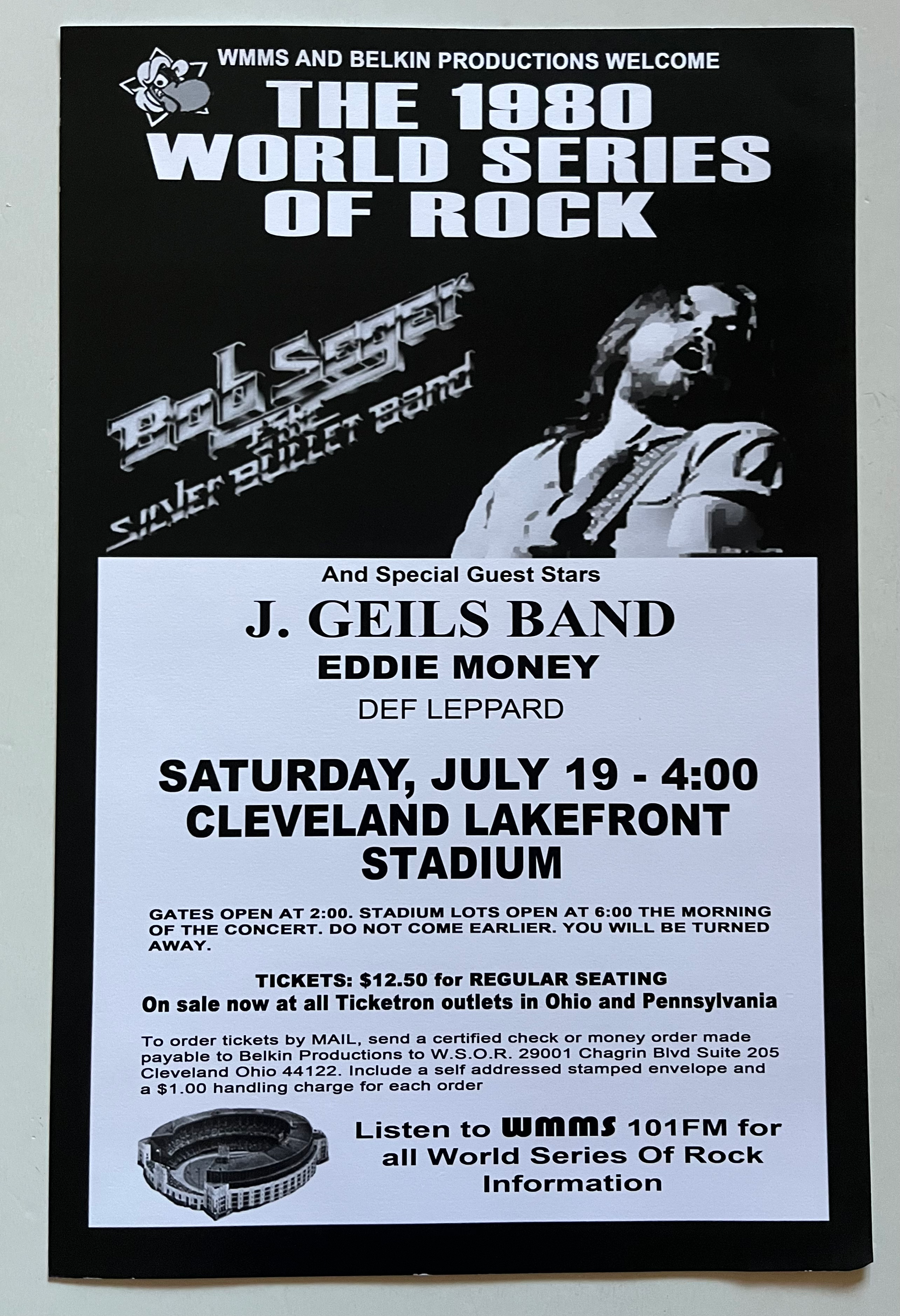 J Geils Band Eddie Money Def Leppard 1980 10” x 17” Reprint Concert Poster D25