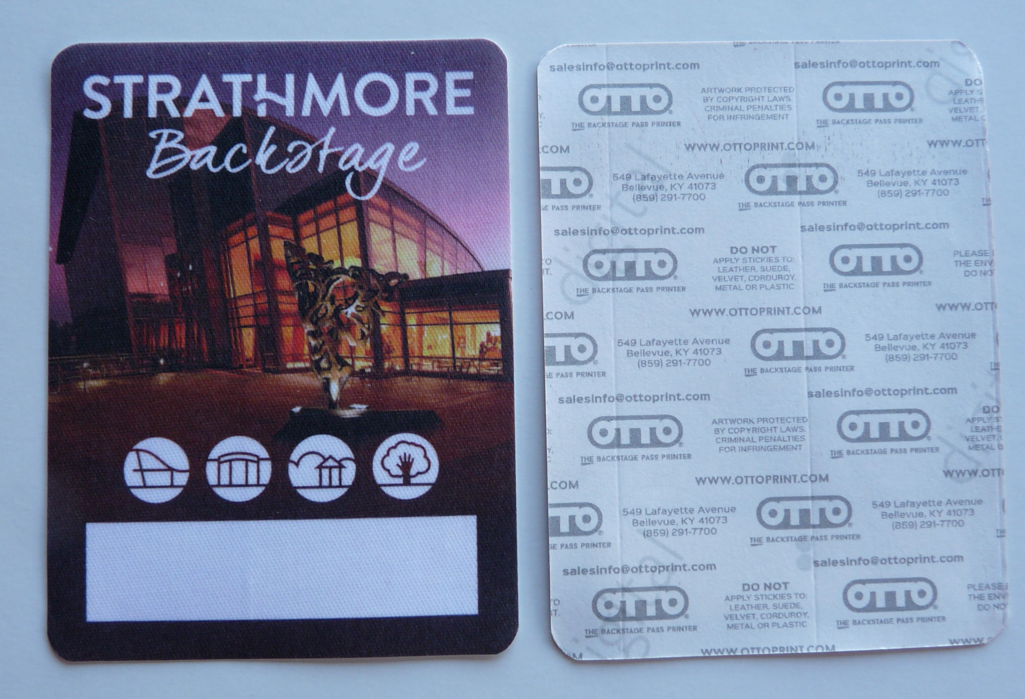 Strathmore Georgia Mansion Events Center Concert Tour Backstage Pass