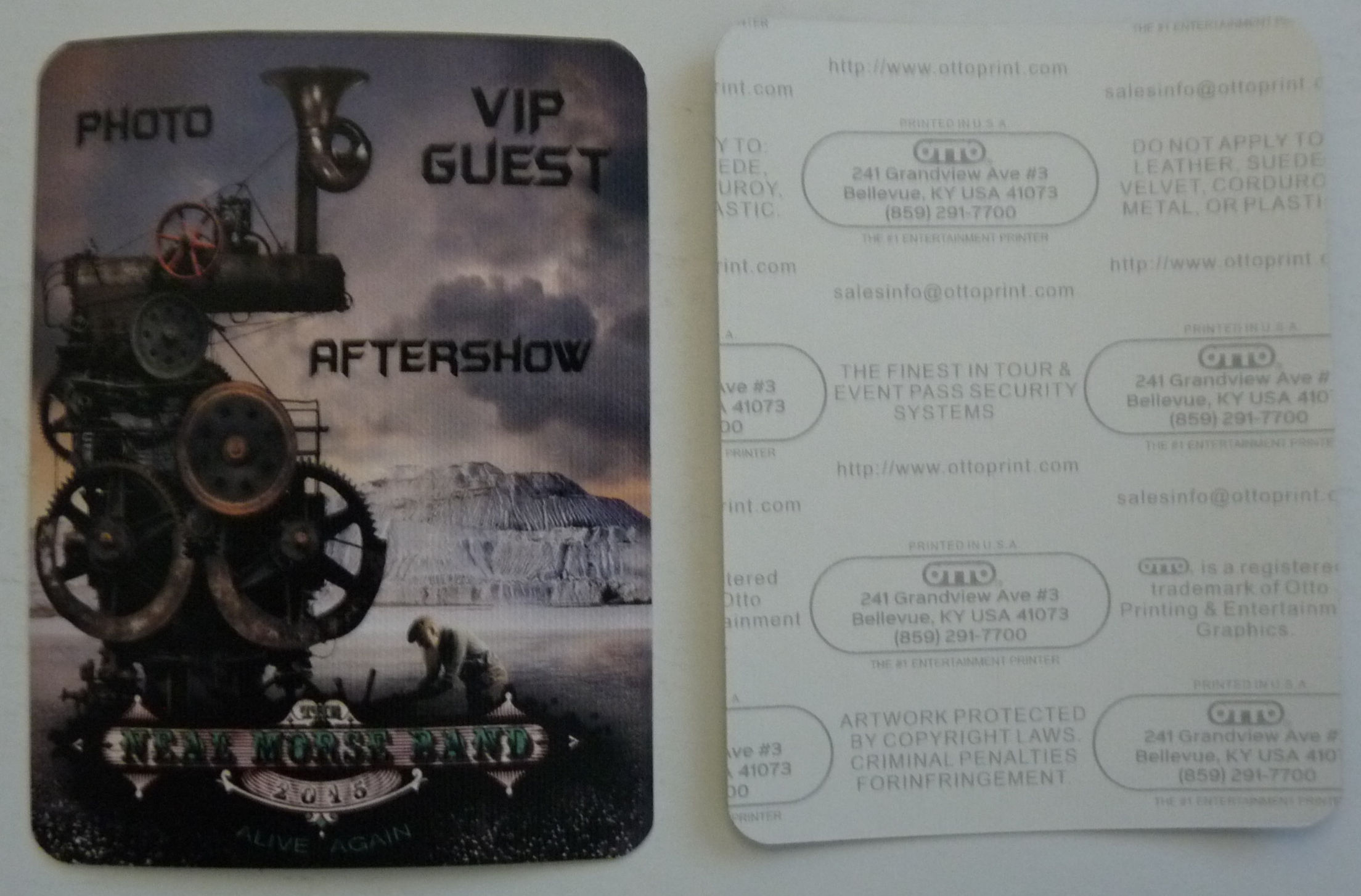 Neal Morse 2015 Tour Cloth Backstage Concert Pass D1
