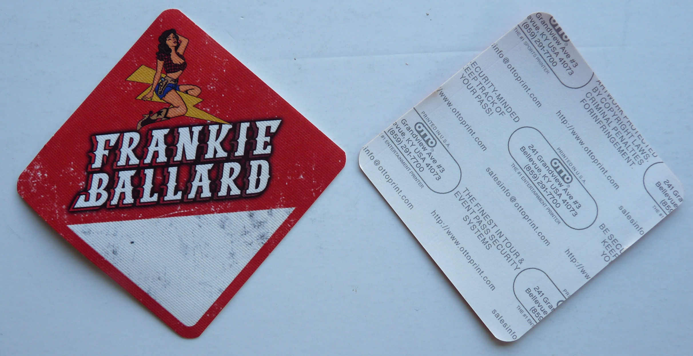 Frankie Ballard Red Concert Tour Backstage Pass D30