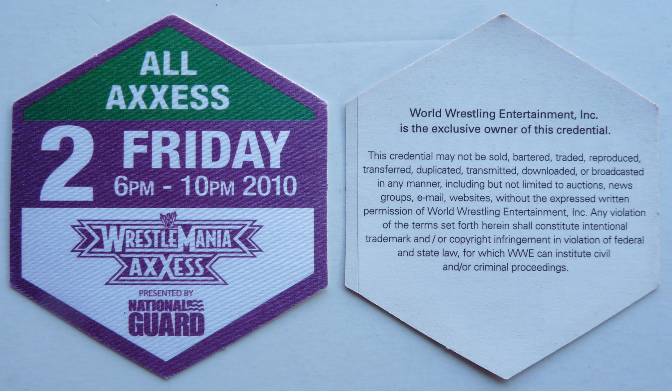 WWE Wrestle Mania 2010 Wrestling Friday All Access Backstage Pass D26