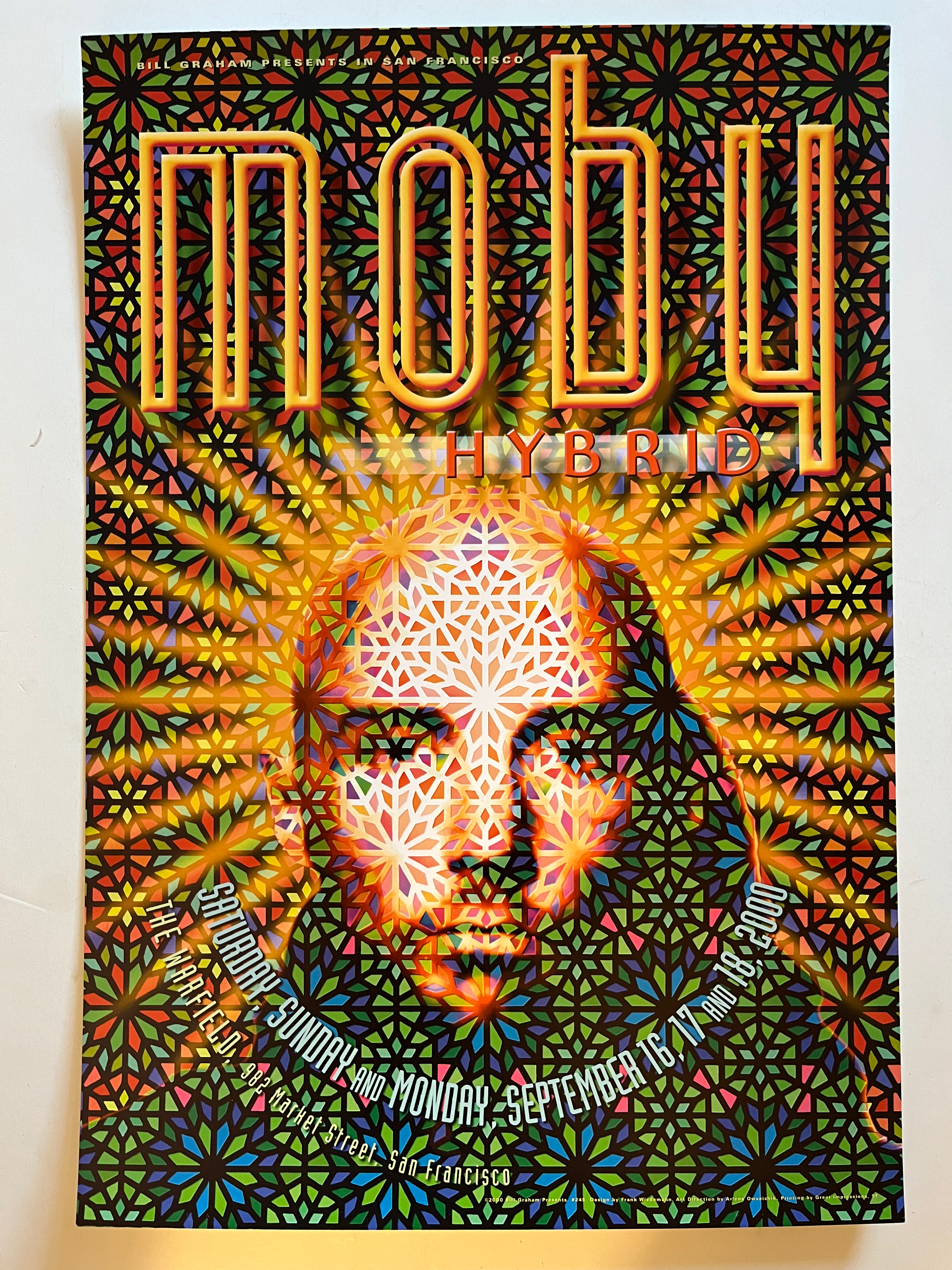 Moby  2000 13” x 19” Bill Graham Warfield Concert Tour Poster D24