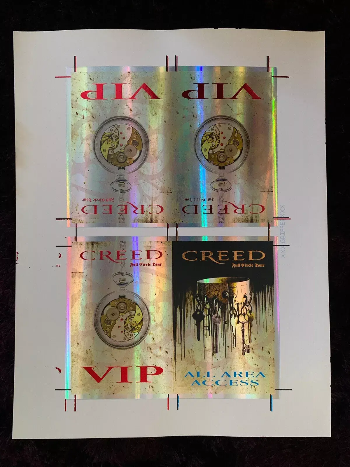 Creed UNCUT SHEET Of 4 Backstage Passes Full Circle 2009 Concert Tour VIP
