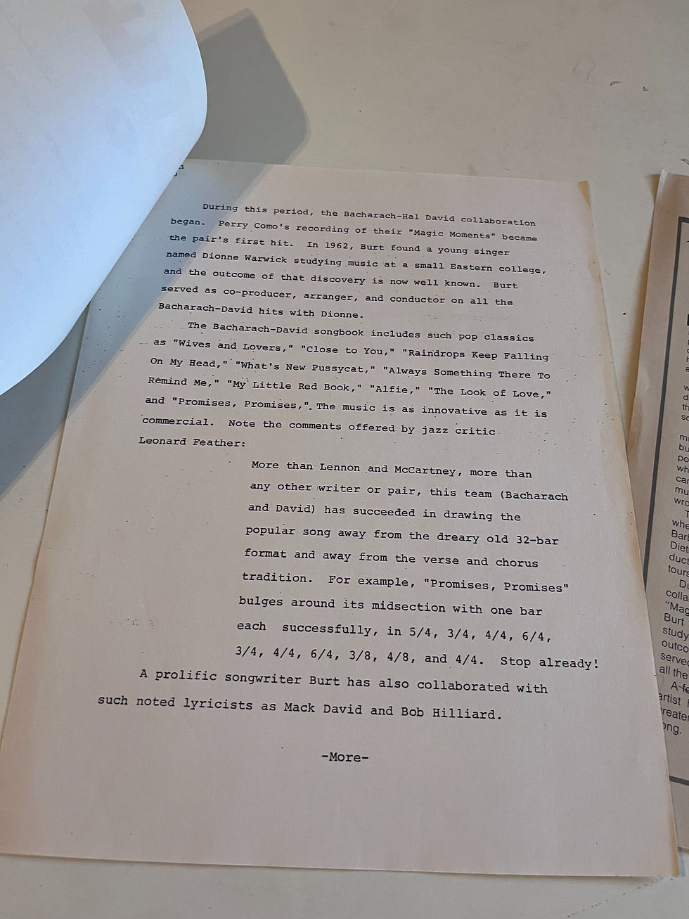 Thumbnail: Hal David Biography & Work Up Sheets Song Writer
