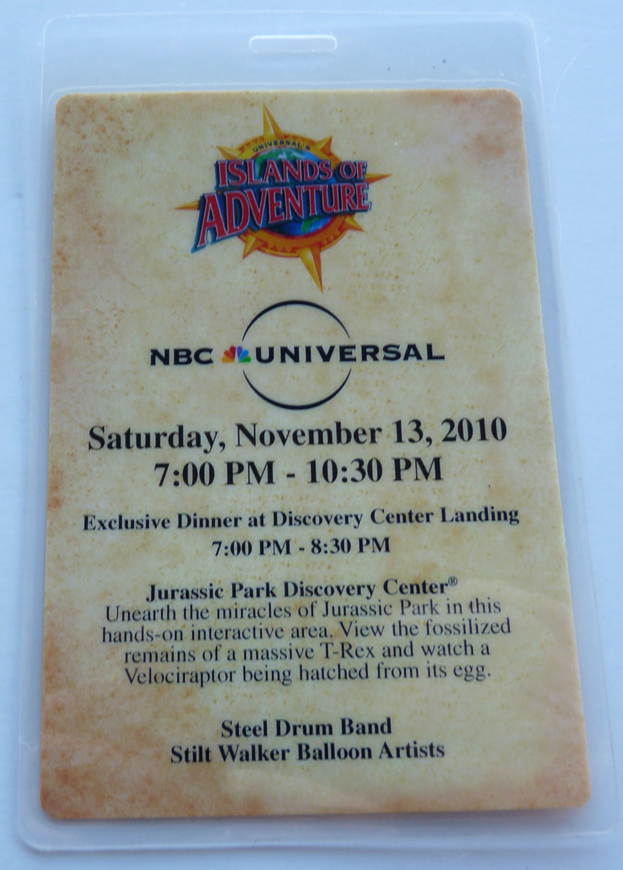 Universal Studios Harry Potter 2010 Backstage Pass Laminate