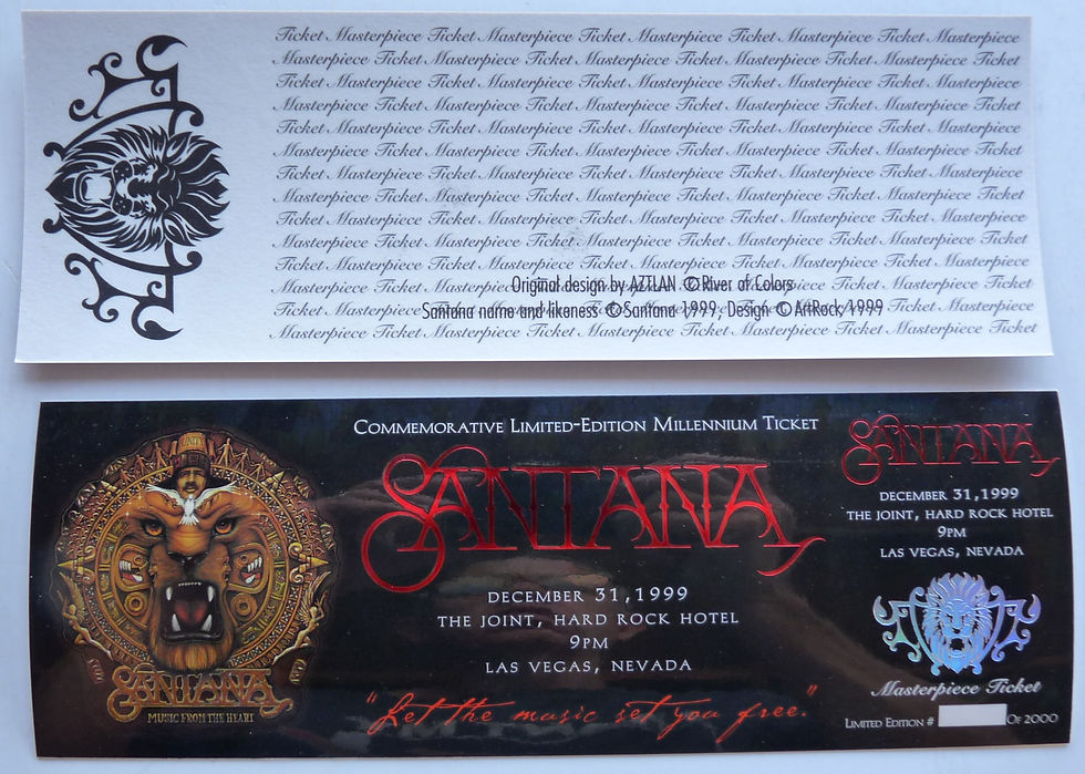 Santana 1999 Tour Un-Numbered Commemorative Concert Tour Ticket D26