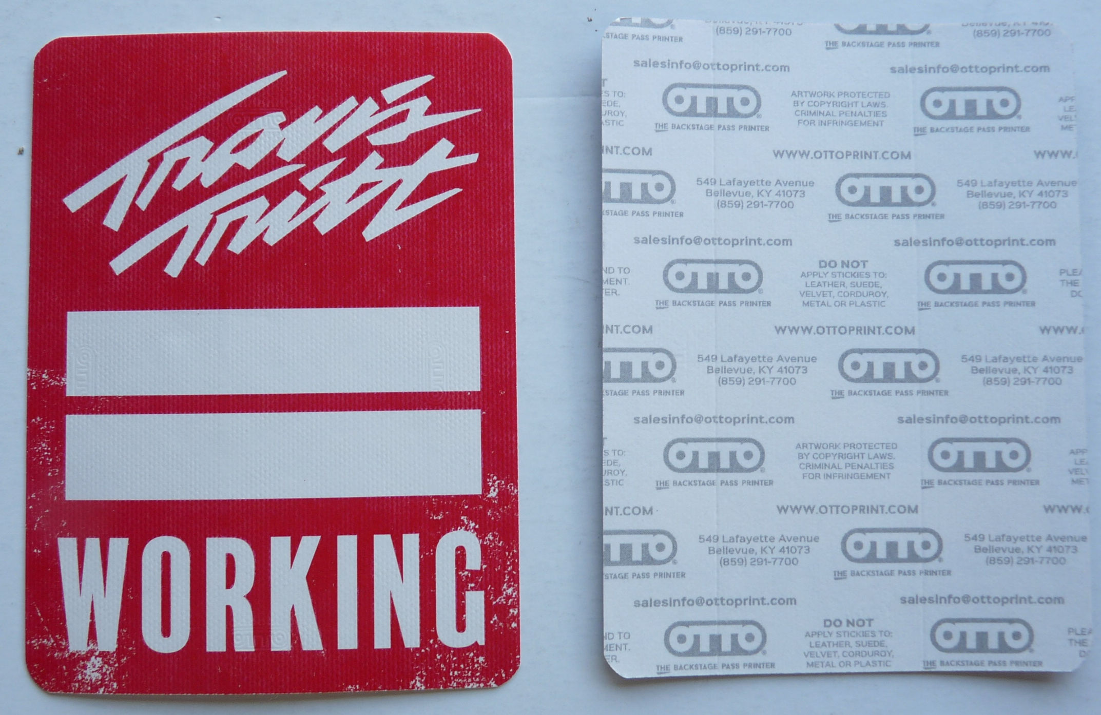 Travis Tritt Working Concert Tour Backstage Pass D30