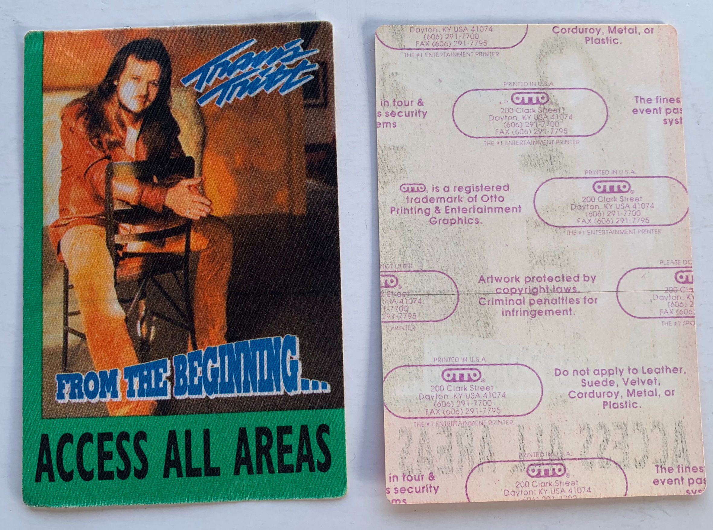 Travis Tritt Green All Access From The Beginning Concert Tour Backstage Pass