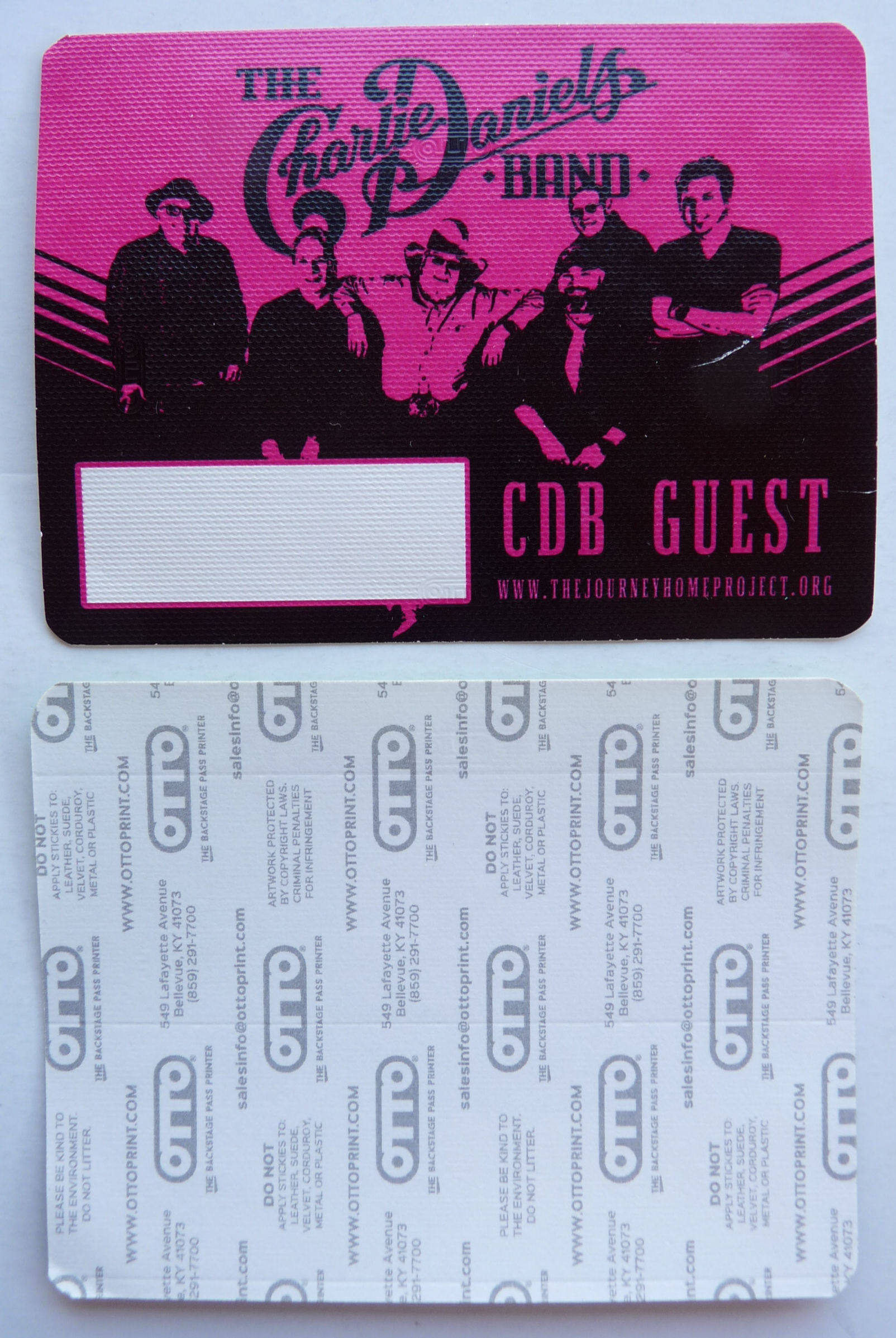 Charlie Daniels CDB Group Guest Concert Tour Backstage Pass D28