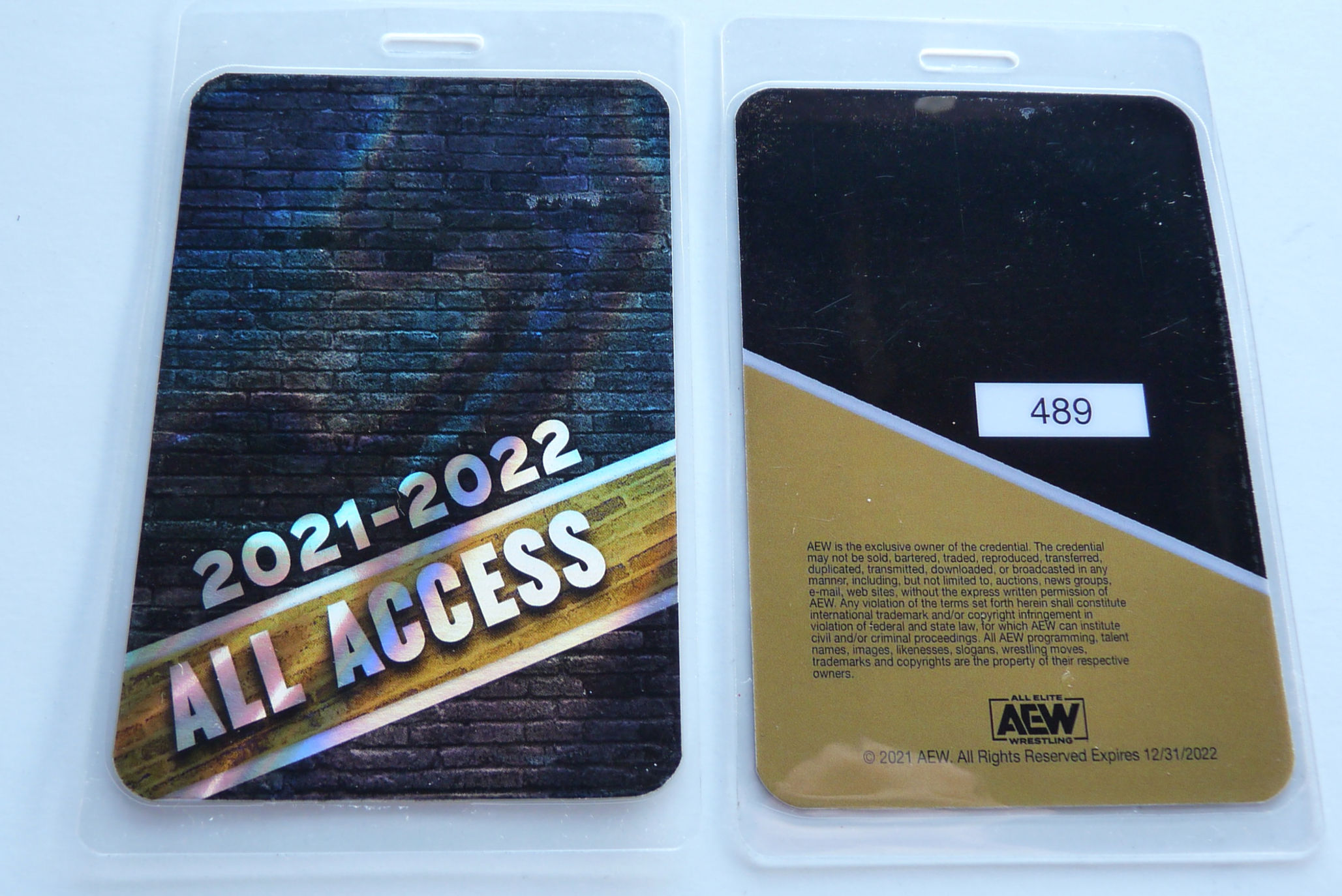 AEW Wrestling 2021 2022 Blank #'d All Access Backstage Pass Laminate