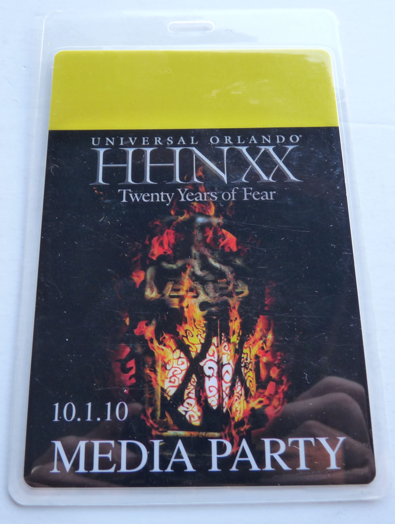 HHNXX Fear Horror Universal Orlando 2010 Media Party Backstage Pass Laminate
