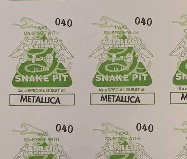 Thumbnail: Metallica UNCUT SHEET Of 12 Backstage Snake Pit Passes 91-92 Concert Tour