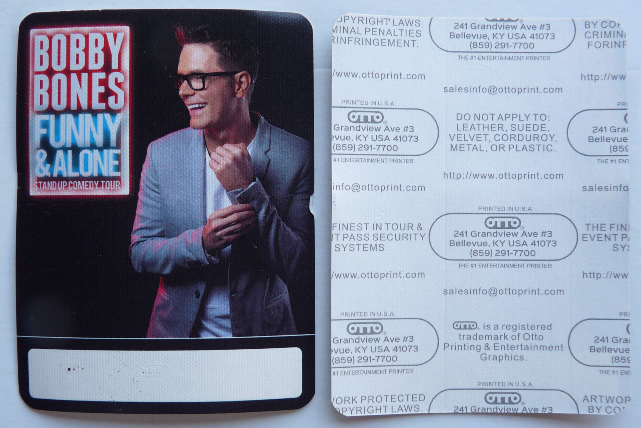 Bobby Bones Funny & Alone Comedy Tour Backstage Pass