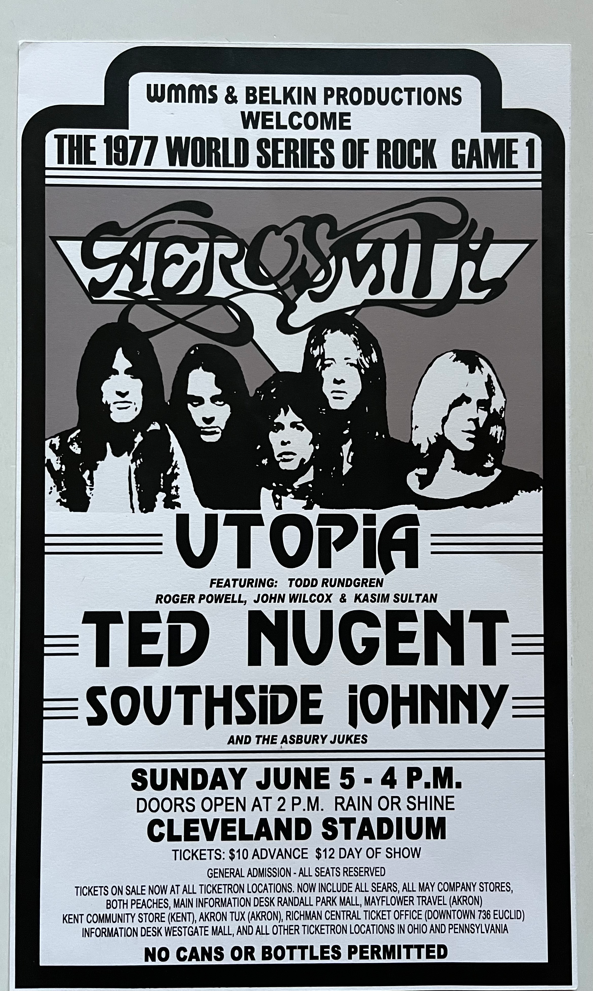 1977 Aerosmith Utopia Ted Nugent 10” x 17” Reprint Concert Poster D25