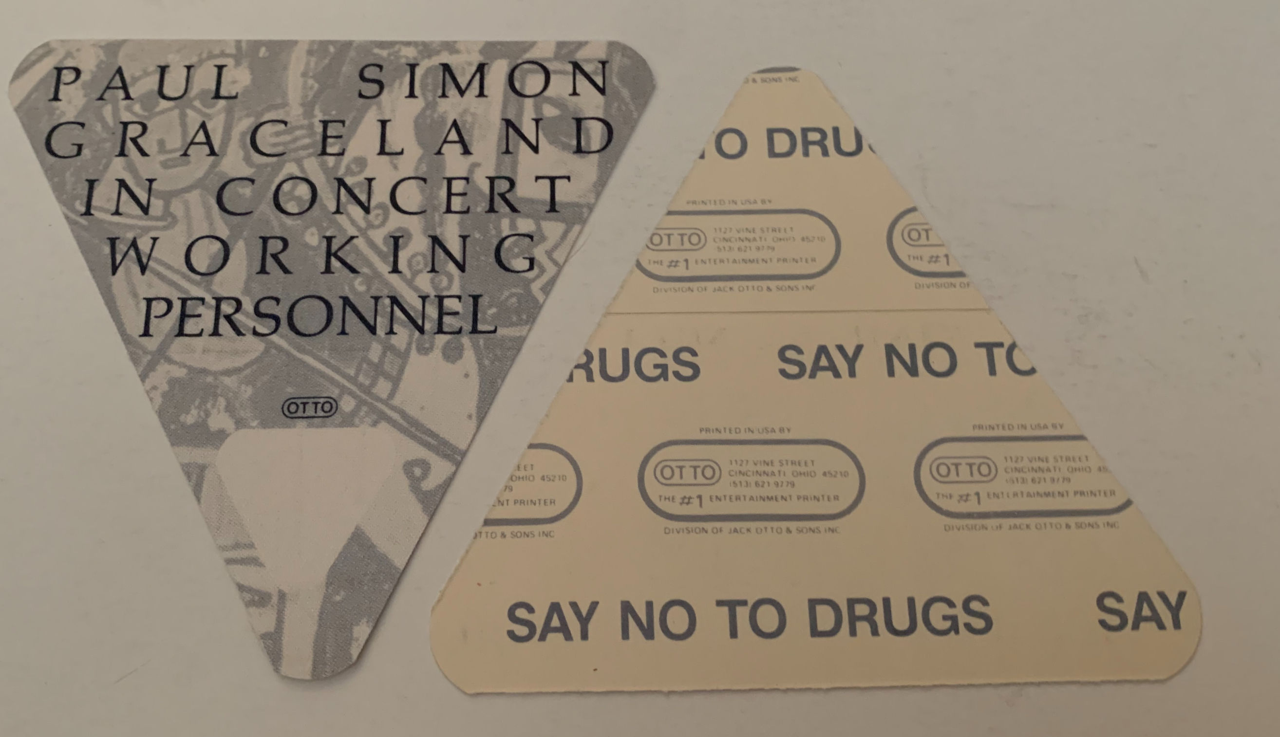 Paul Simon 1986 Graceland Concert Tour Working Backstage Pass