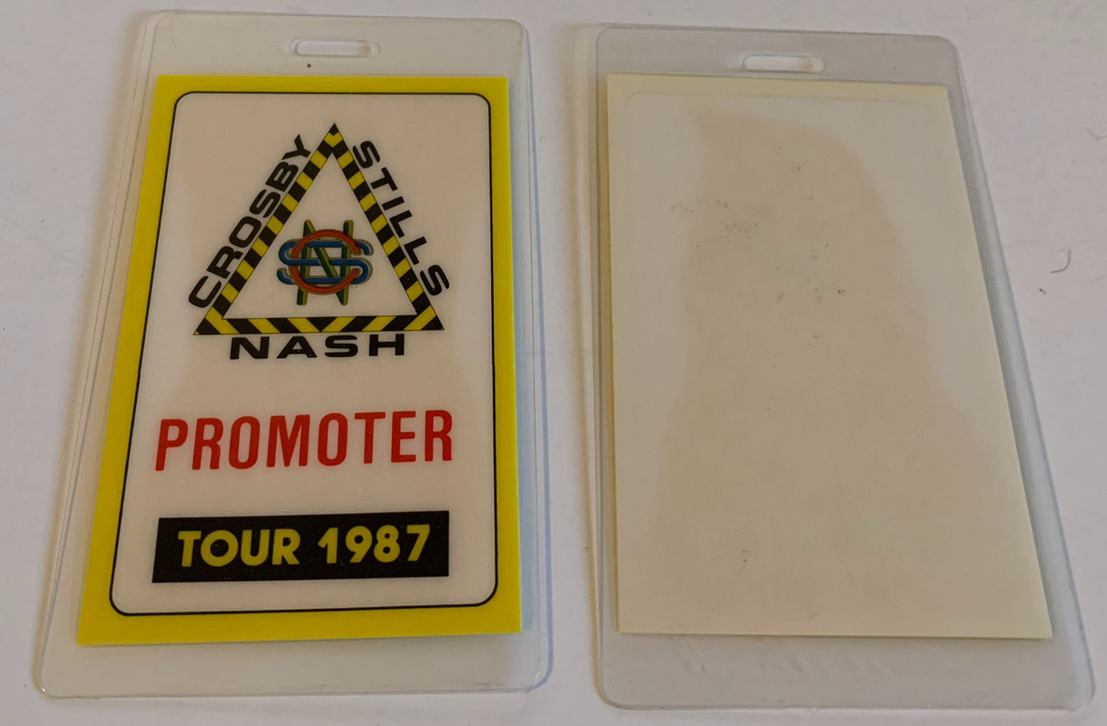 Crosby Stills Nash 1987 Concert Tour Promoter Backstage Pass Laminate