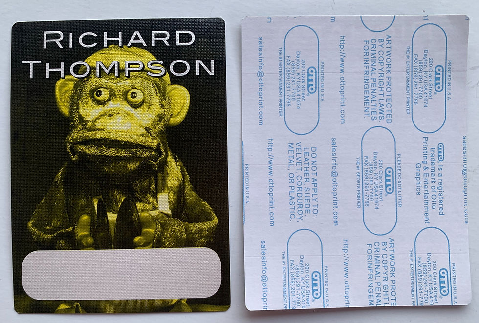 Richard Thompson Yellow Cloth Dream Attic Tour Backstage Pass