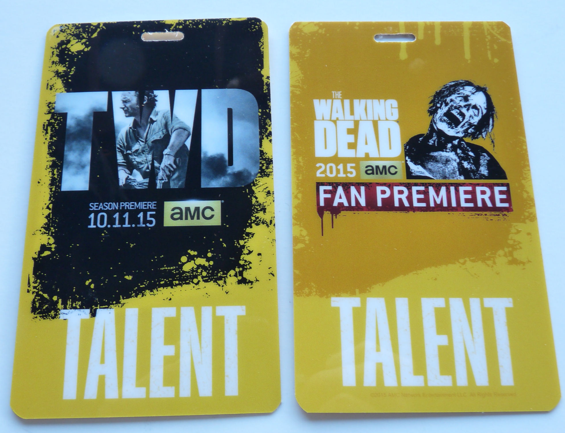 The Walking Dead 10-11-15 Movie Fan Premier Talent Backstage Pass Laminate
