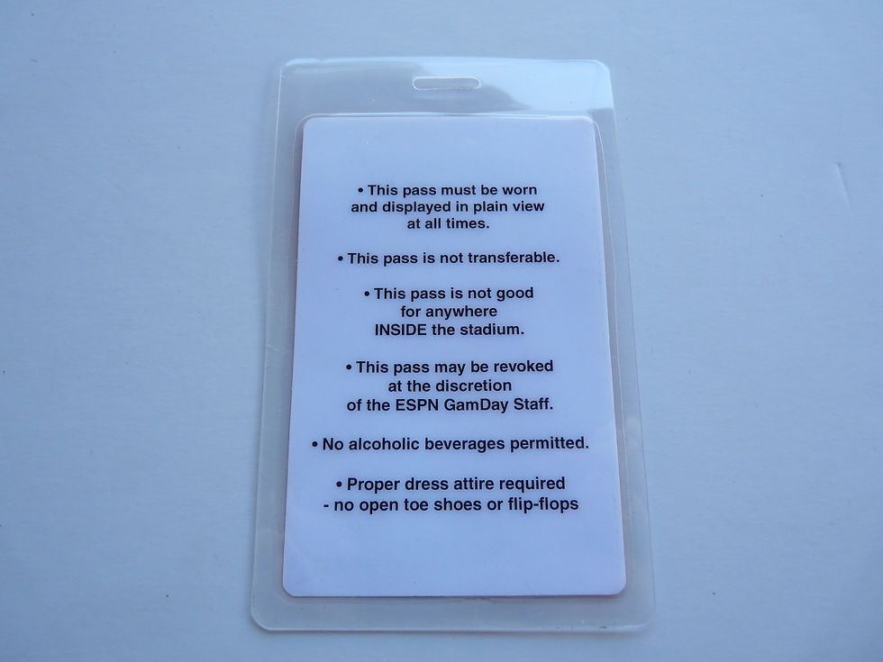 Thumbnail: ESPN Gameday 2007 ESPN VIP Backstage Pass Laminate