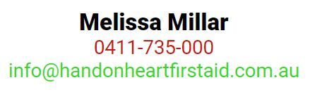 Contact details for first aid course training company