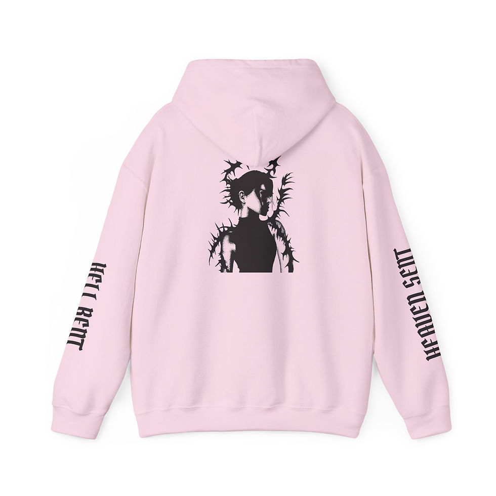 Thumbnail: Heaven Sent, Hell Bent Hoodie Hand Drawn Tattoo style clothing cosy fall clothes