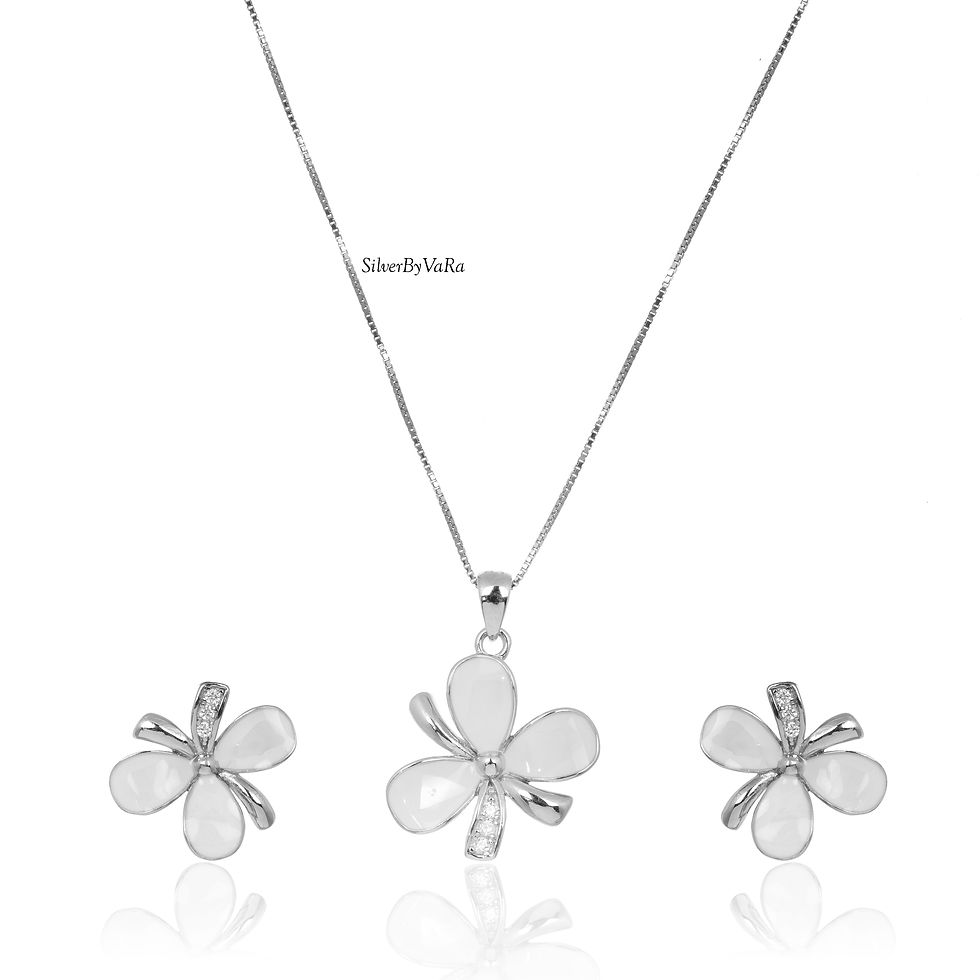 Thumbnail: MOP Stylish flower silver pendant set