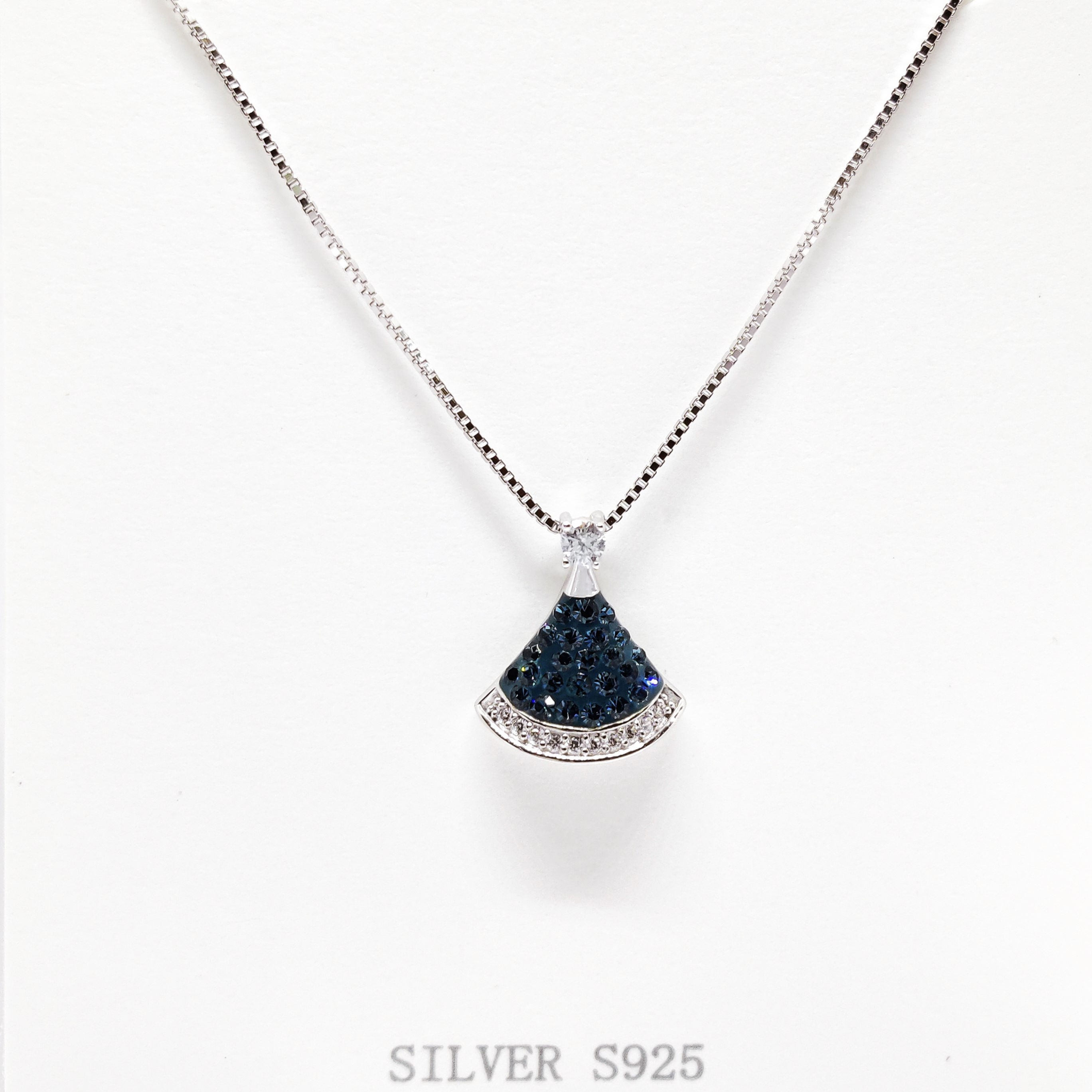 Blue Crystal Shell style Silver necklace for women