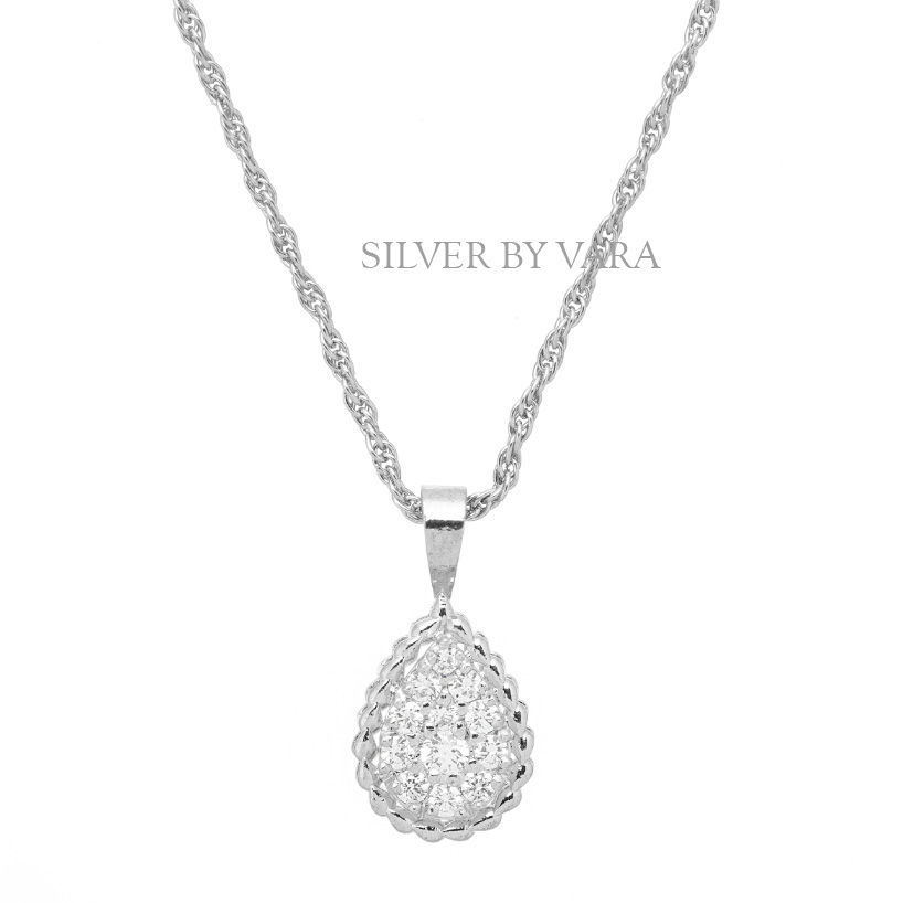 Thumbnail: Pear style silver necklace for women