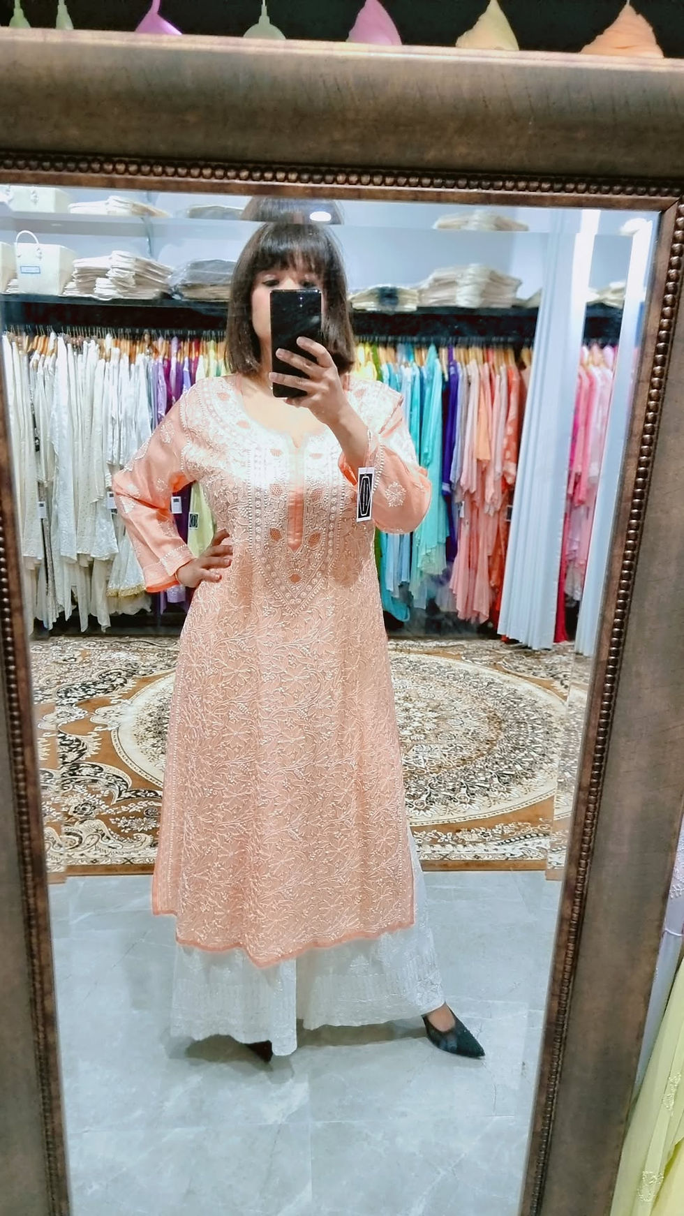 Elegant silk Chikan kurta styled for festive occasions