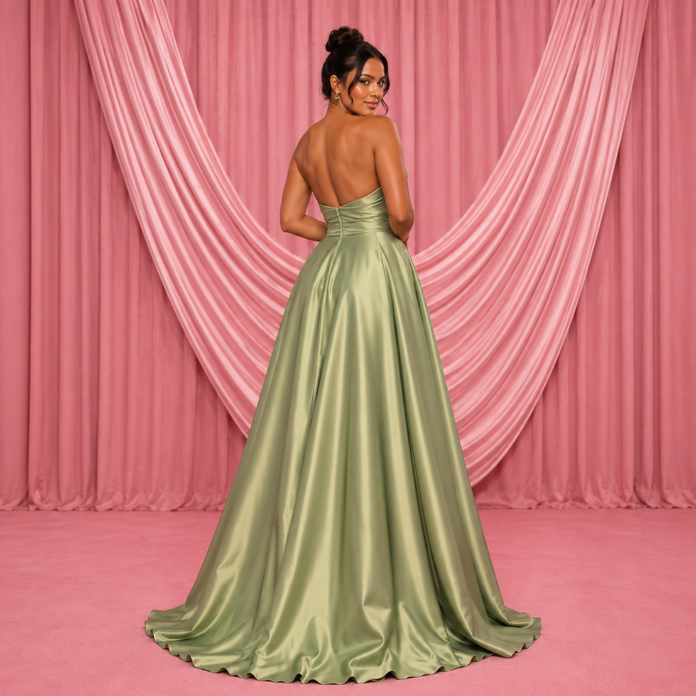 Amara sage green satin A-line formal dress Gold Coast