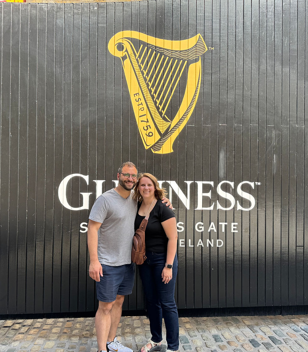 Standing in front of the Guinness Storehouse in Dublin, Ireland.