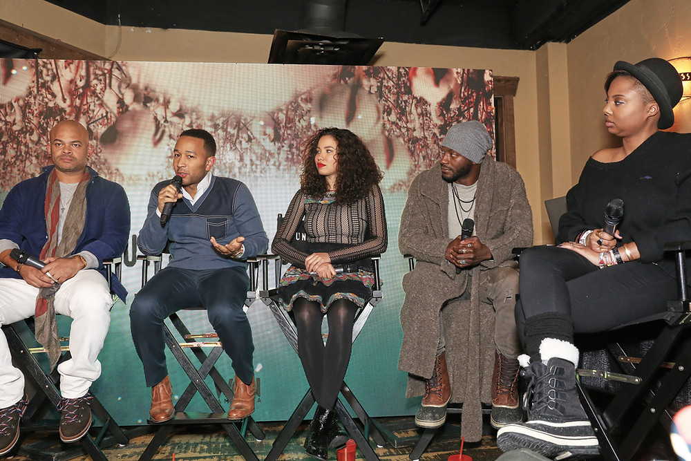 'Underground' Executive Producer/Director Anthony Hemingway, 'Underground' Producer and Actor John Legend, 'Underground' Stars Jurnee Smollett-Bell and Aldis Hodge and "Underground" Co-Creator and Co-Executive Producer Misha Green at "Underground Clips and Conversation." (photo credit: Arayna Eison/Arayna Eison Photography)