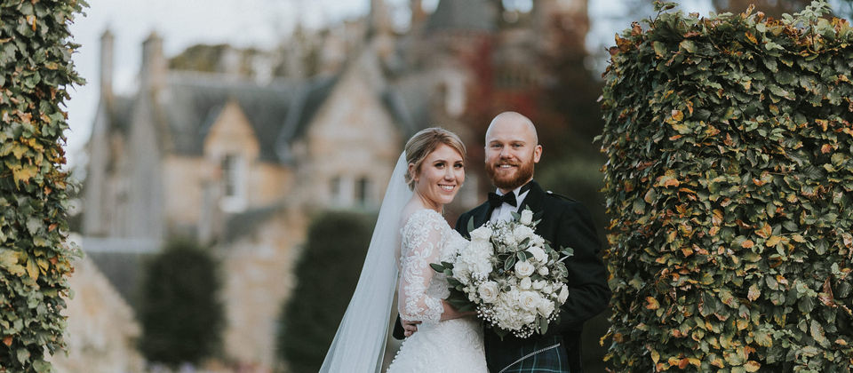 Anna & Adam's wedding at Carlowrie Castle near Edinburgh, Scotland.