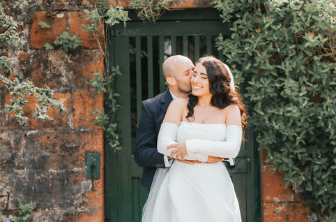 Alyce and Fraser during relaxed wedding portraits at Newhall Estate captured with natural, candid photography