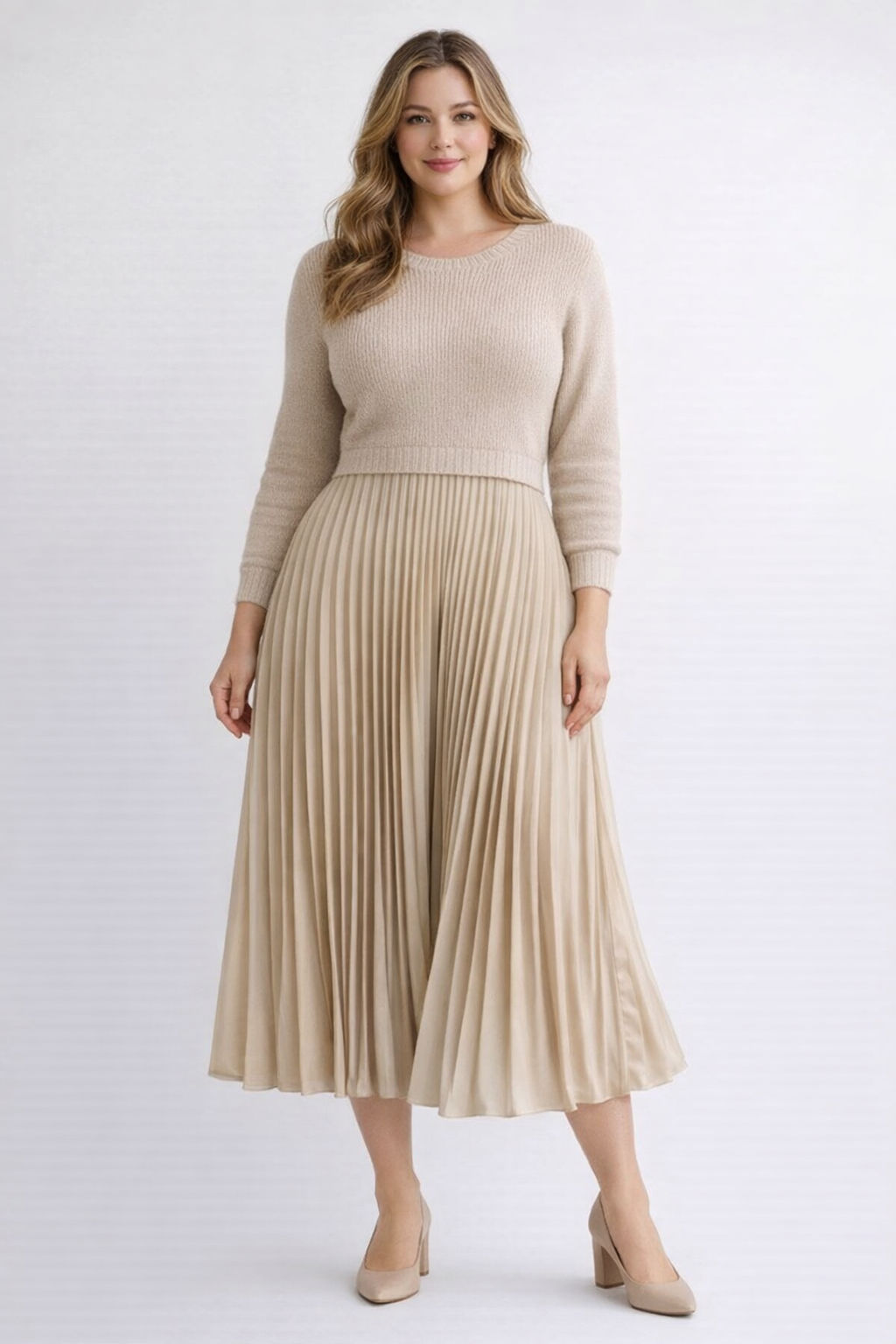 SATIN PLEAT BOTTOM JUMPER DRESS other colours