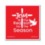 Red And White magnet with Text "Jesus Is The Reason For The Season