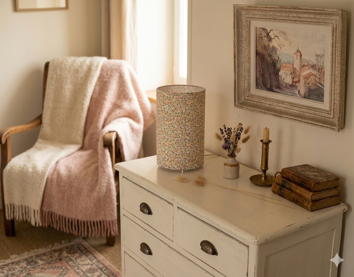 Lampe tube | Imprimé liberty tons pastel