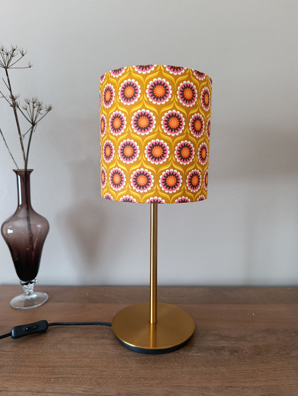 Miniature : Abat-jour fleurs graphiques 70s | création artisanale
